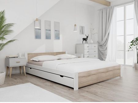 Łóżko IKAROS 160x200 cm białe/dąb sonoma Ze stelażem listwowym elastycznym Materac Somnia 17 POSIKA160BIL8 - zdjęcie 4