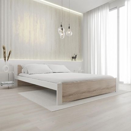 Łóżko IKAROS 160x200 cm białe/dąb sonoma Ze stelażem listwowym elastycznym Materac Somnia 17 POSIKA160BIL8 - zdjęcie 2