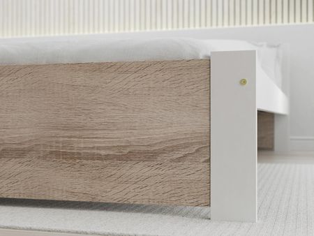 Łóżko IKAROS 160x200 cm białe/dąb sonoma Bez stelaża materaca POSIKA160BIL1 - zdjęcie 2