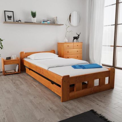 Łóżko Naomi podwyższone 120x200 cm olcha Ze stelażem listwowym elastycznym Materac Deluxe 10 POSNAO120OL9 - zdjęcie 3