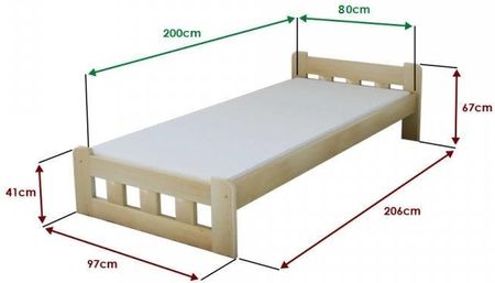Łóżko Naomi podwyższone 80x200 cm sosna Ze stelażem listwowym rolowanym Materac Coco Maxi 19 POSNAO80BO11 - zdjęcie 2