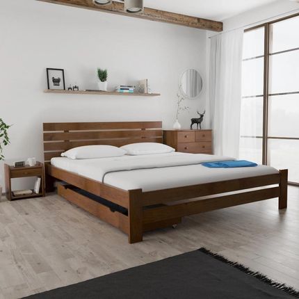 Łóżko PARIS podwyższone 180x200 cm dąb Ze stelażem listwowym elastycznym Materac Deluxe 10 POSPAR180DU9 - zdjęcie 3