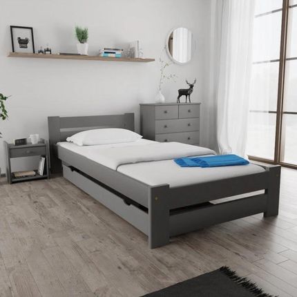 Łóżko OLA 90x200 cm szare Ze stelażem listwowym elastycznym Materac Coco Maxi 19 POSOLA90SED12 - zdjęcie 2