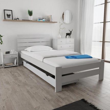 Łóżko PARIS podwyższone 80x200 cm białe Ze stelażem listwowym rolowanym Materac Deluxe 10 POSPAR80BIL6 - zdjęcie 2