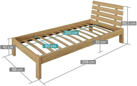 Łóżko PARIS podwyższone 80x200 cm białe Ze stelażem listwowym rolowanym Materac Deluxe 10 POSPAR80BIL6 - zdjęcie 3