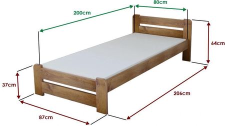Łóżko Laura 80x200 dąb Ze stelażem listwowym elastycznym Materac Coco Maxi 19 cm POSLAU80DU12 - zdjęcie 3