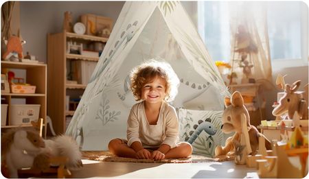 Nukido Tipi Namiot Dla Dzieci Teepee Wigwam Poduszka Stabilizator Dinozaur - zdjęcie 3