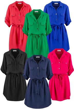 Sukienka szmizjerka basic tunika midi plus size MARIBEL - zdjęcie 4
