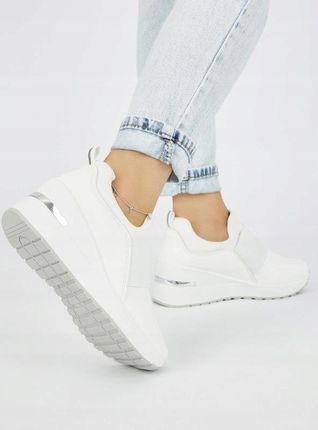 Białe sneakersy damskie na koturnie 37 - zdjęcie 2
