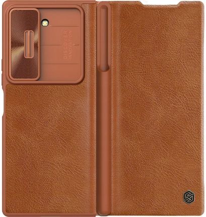 Nillkin Etui Z Klapką I Ochroną Aparatu Qin Pro Do Galaxy Fold6, Brązowe - zdjęcie 5