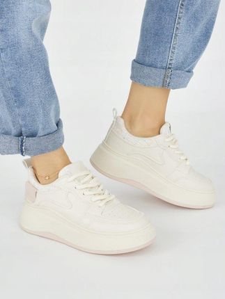 Damskie kremowe sneakersy na grubej podeszwie 37 - zdjęcie 3