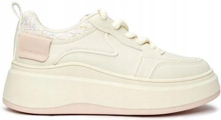 Damskie kremowe sneakersy na grubej podeszwie 40 - zdjęcie 3