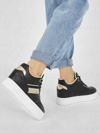 Czarne sneakersy z ukrytą koturną 36 - zdjęcie 3