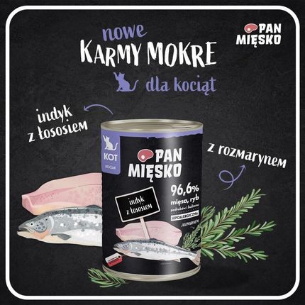 Pan Mięsko Hipoalergiczna Mokra Karma Dla Kociąt Indyk Z Łososiem 400G - zdjęcie 3