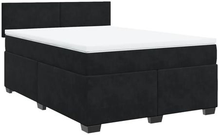 vidaXL Łóżko Kontynentalne Z Materacem Czarne 140X200 Cm Aksamit 3286326 - zdjęcie 3