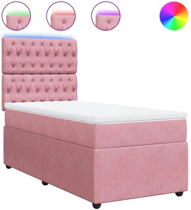 vidaXL Łóżko Kontynentalne Z Materacem Różowe Aksamit 100X200 Cm 3294573 - zdjęcie 2