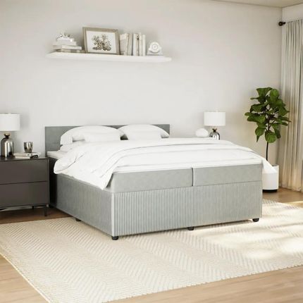 vidaXL Łóżko Kontynentalne Z Materacem Jasnoszare Aksamit 200X200Cm 3287830 - zdjęcie 3