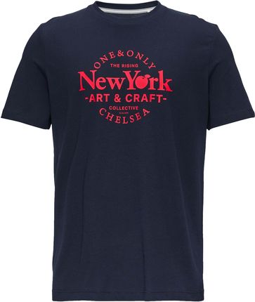 T-shirt męski s.Oliver duża grafika granatowy - S - zdjęcie 2