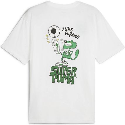 Koszulka męska Puma GRAPHIC SUPER RELAXED biała 62800702 - zdjęcie 2