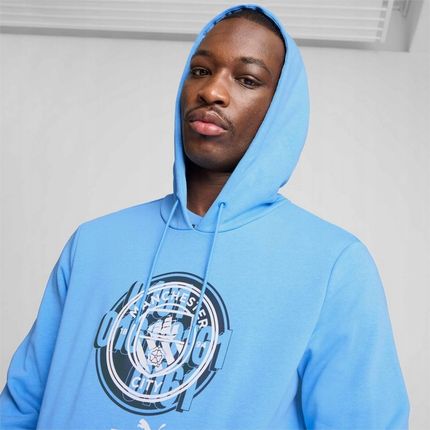 Bluza z kapturem męska Puma MCFC FTBLCULTURE niebieska 77777639 - zdjęcie 2