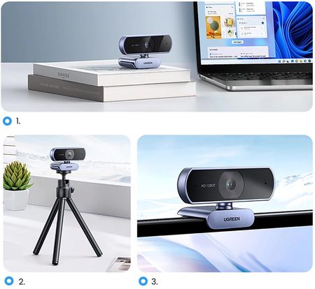 Ugreen Kamera Internetowa Cm678 Usb Hd Szara - zdjęcie 4