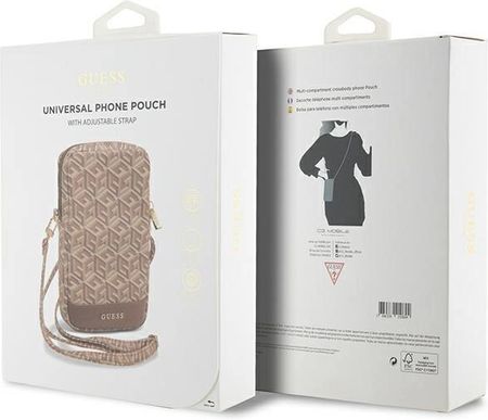 Guess Torebka Zip Gcube Bottom Stripe Na Telefon Brązowa - zdjęcie 5