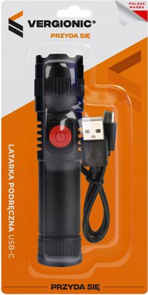 LATARKA PODRĘCZNA MAŁA PORĘCZNA DO KIESZENI MOCNA 2W USB-C VERGIONIC - zdjęcie 2