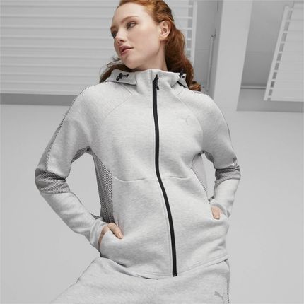 Bluza z kapturem damska Puma EVOSTRIPE FZ szara 67607304 - zdjęcie 3