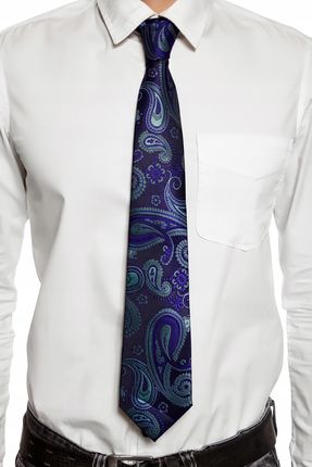Klasyczny krawat męski ze wzorem paisley - zdjęcie 3