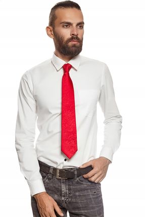 Klasyczny krawat męski elegancki czerwony - zdjęcie 3
