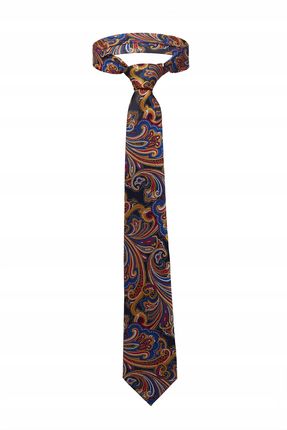 Klasyczny krawat w roślinny wzór męski elegancki - zdjęcie 3