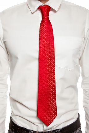 Klasyczny krawat męski elegancki czerwony - zdjęcie 2