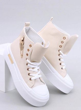 Trampki licowe za kostkę z agrafką ARENAS BEIGE 40 - zdjęcie 3