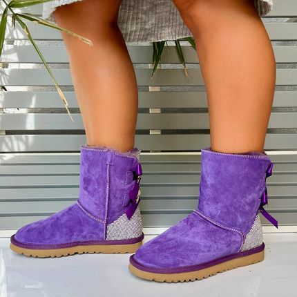 Stylowe śniegowce z kokardkami - SCAVIOLA S-312 FIOLETOWE - zdjęcie 3