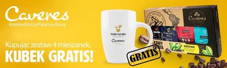 Caveres Zestaw Prezentowy 4 Kaw Aroma Pieno Vero Gusto Rosso Turchese + Kubek Gratis Ziarnista 4X250g - zdjęcie 2
