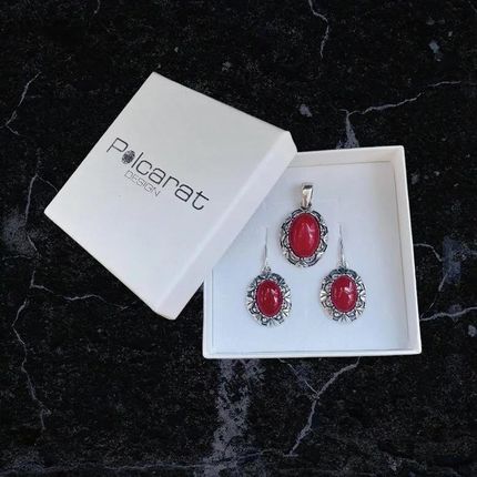 Polcarat Design Zawieszka srebrna z rubinem W 2136 rubin kaboszon - zdjęcie 2