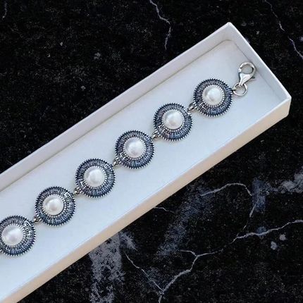 Polcarat Design Bransoletka srebrna z perłami L 1724 - zdjęcie 2