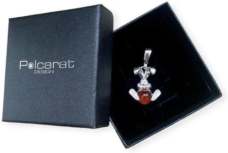 Polcarat Design Srebrny wisiorek z bursztynem ZAJĄC BW 092 - zdjęcie 2