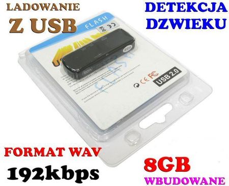 Mobilny Mini Dyktafon / Podsłuch Nagrywający Dźwięk, Ukryty w Pendrive 8GB/280h + VOX. - zdjęcie 5
