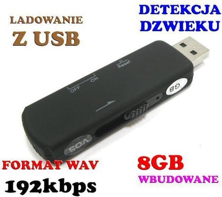 Mobilny Mini Dyktafon / Podsłuch Nagrywający Dźwięk, Ukryty w Pendrive 8GB/280h + VOX. - zdjęcie 3