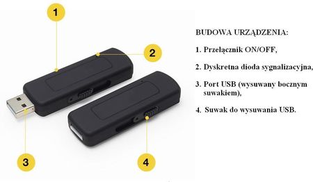 Mobilny Mini Dyktafon / Podsłuch Nagrywający Dźwięk, Ukryty w Pendrive 8GB/280h + VOX. - zdjęcie 6