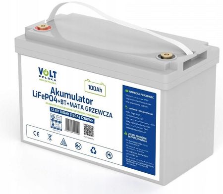 Volt Polska Akumulator Litowy LiFePO4 12.8V 100AH (150A) Bms Bluetooth Mata Grzewcza (6AKLI10M12) - zdjęcie 2