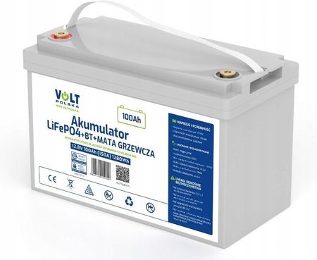 Volt Polska Akumulator Litowy LiFePO4 12.8V 100AH (150A) Bms Bluetooth Mata Grzewcza (6AKLI10M12) - zdjęcie 4
