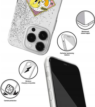 Ert Group Etui Do Apple Iphone 13 Mini Tweety 013 Looney Tunes Płynny Brokat Srebrny - zdjęcie 3