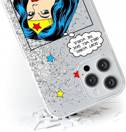 Ert Group Etui Do Apple Iphone 13 Mini Wonder Woman 028 Dc Płynny Brokat Srebrny - zdjęcie 3