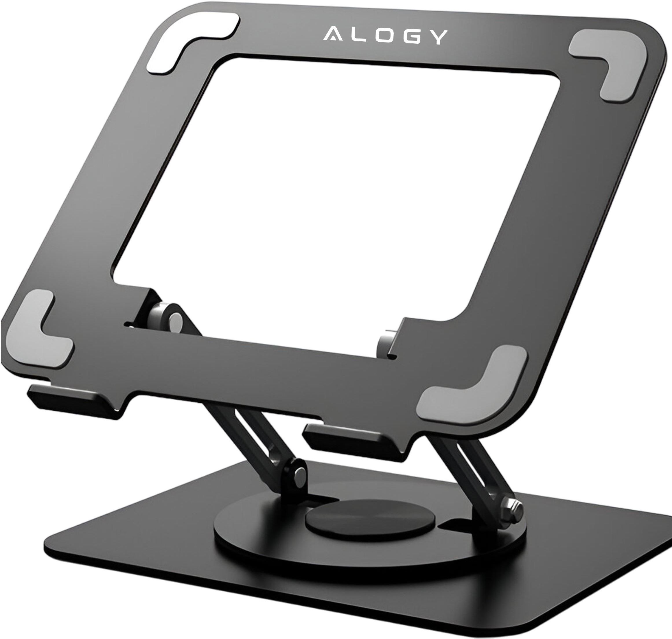 Zdjęcie Alogy Stojak Na Laptopa Macbook A 17 Podstawka Uchwyt Stolik Składany Obrotowy 360 Regulowany Metalowy Biurko Czarny - Łódź