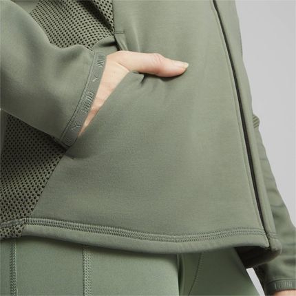 Bluza z kapturem damska Puma EVOSTRIPE FZ zielona 67607344 - zdjęcie 2