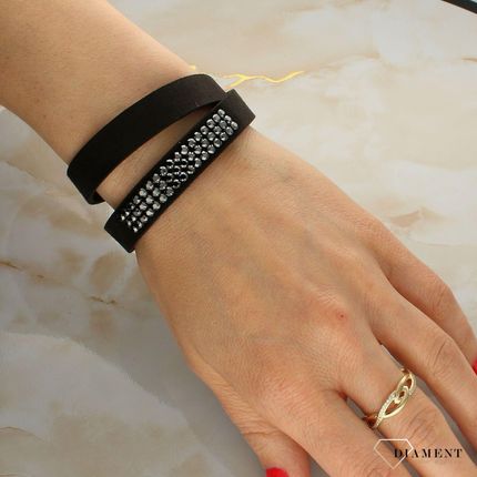 Bransoletka damska czarna Swarovski Beautiful Alcantara BLNMESHU3CZJ - zdjęcie 3