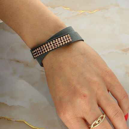 Bransoletka szara z różowymi kryształami Swarovski Sparkle - zdjęcie 2