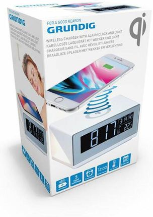 Grundig Budzik z bezprzewodową ładowarką Biały - zdjęcie 2